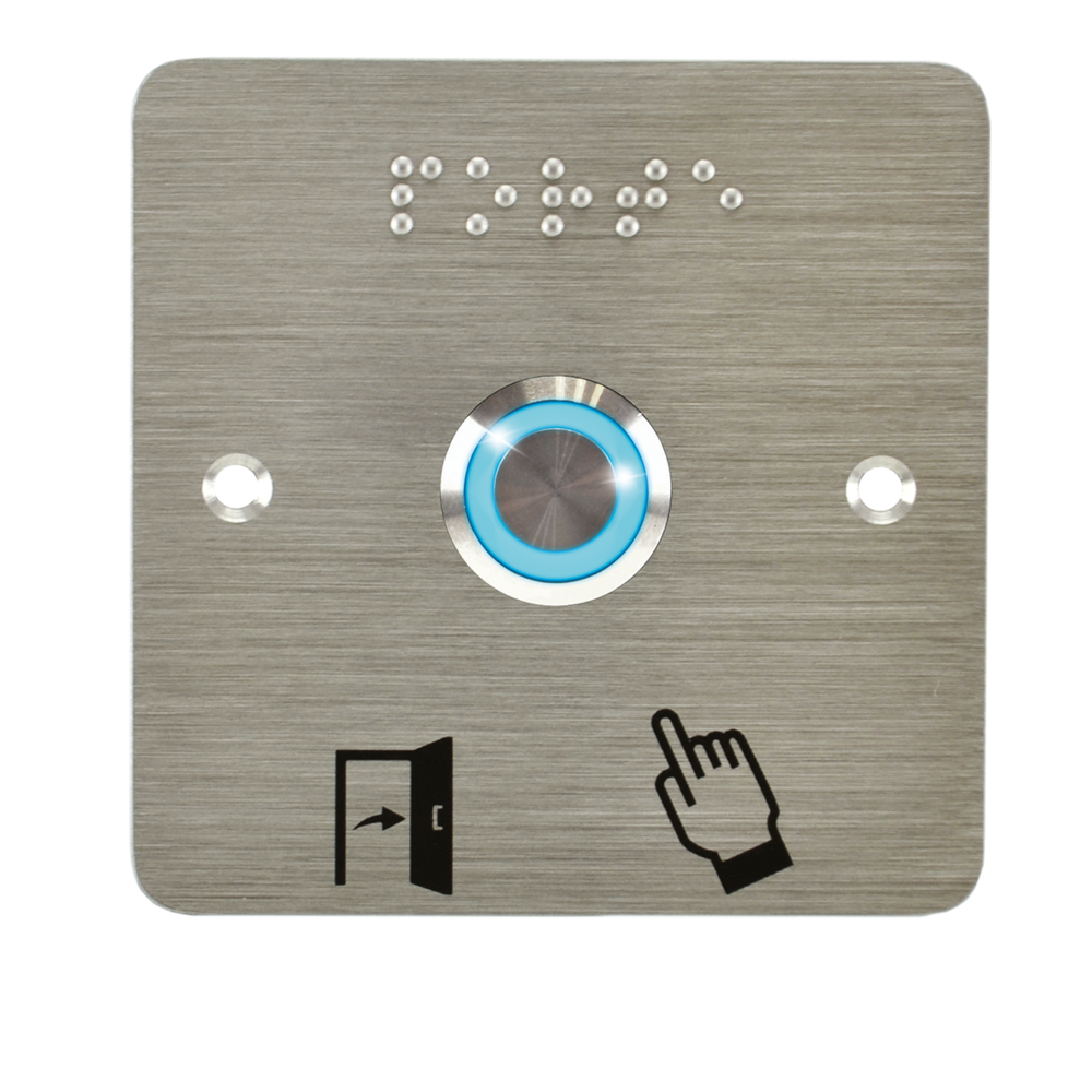 Image du produit Bouton poussoir acier inox d=19mm Halo bleu 12V AC/DC Contact NO+NC (V) + SSP201