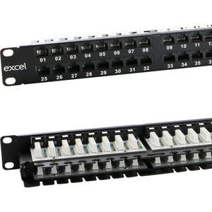 Image produit EXCEL CAT6 48PT 1U R/ANG PCB PATCH PANEL BLACK