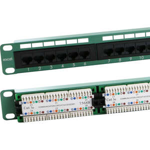 Image produit Excel Cat5e 1U 24 Port UTP Patch Panel Green