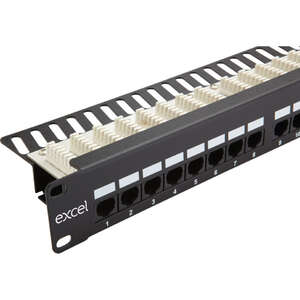 Image produit Excel Cat5e 1U 24P UTP R/Angle Patch Panel Black