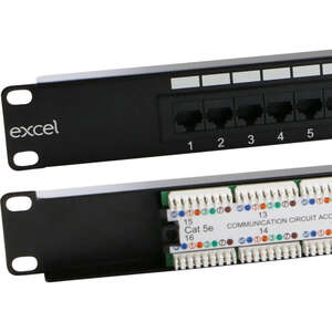 Image produit Excel Cat5e 1U 16 Port UTP Patch Panel Black