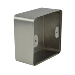 Image produit Bo&icirc;tier acier inoxydable 82,5 x 82,5 x 38/42 mm pour plaque 80 x 80 mm
